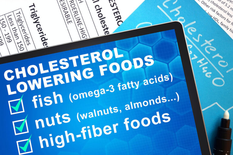 A tablet with the words cholesterol lowering foods on it