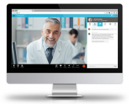Telemedicine Smiling Doctor on Desktop Browser